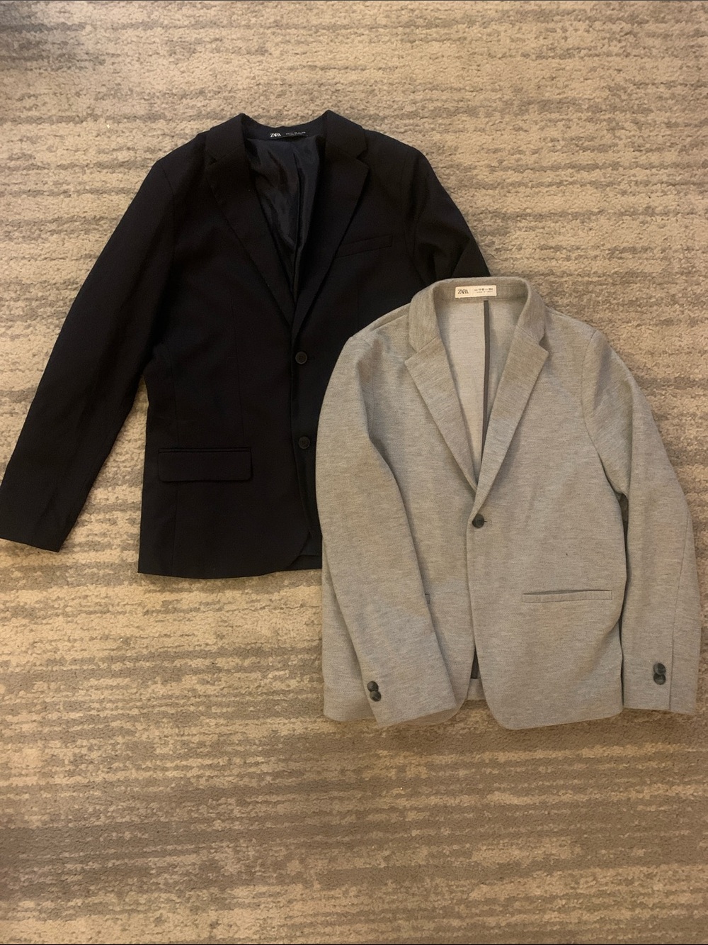 2 Zara kids Heather Gray /Blue Button Blazer